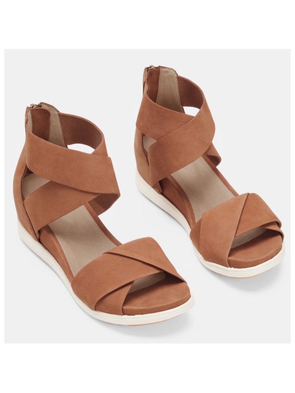 Eileen Fisher Viv Tumbled Nubuck Wedge  Sandals | Size 9.5